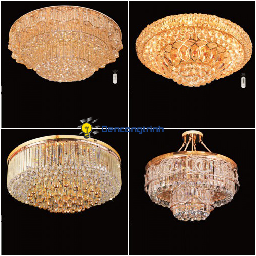 Đèn mâm ốp trần pha lê và cách lắp đặt 